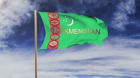 4K Turkmenistan flag with title waving in the wind. Looping sun rises style. Animation loop Stock
