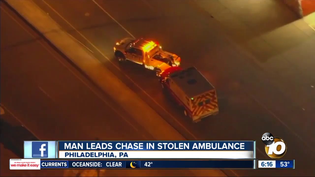 Man leads chase in stolen ambulance - YouTube