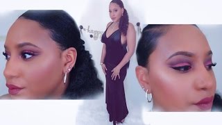 Cranberry Cut Crease NYE Glam Makeup+ Hair& Outfit