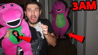 DONT OPEN BARNEY AT 3AM (WHATS INSIDE BARNEY CHALLENGE) BARNEY IS ALIVE AND CHASES US AT 3AM