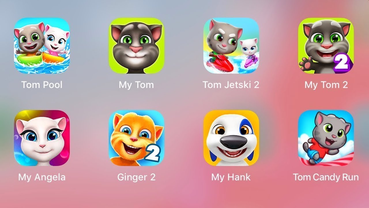 Talking Tom Pool,My Tom,Tom Jetski 2,My Talking Tom 2,My Angela,Ginger