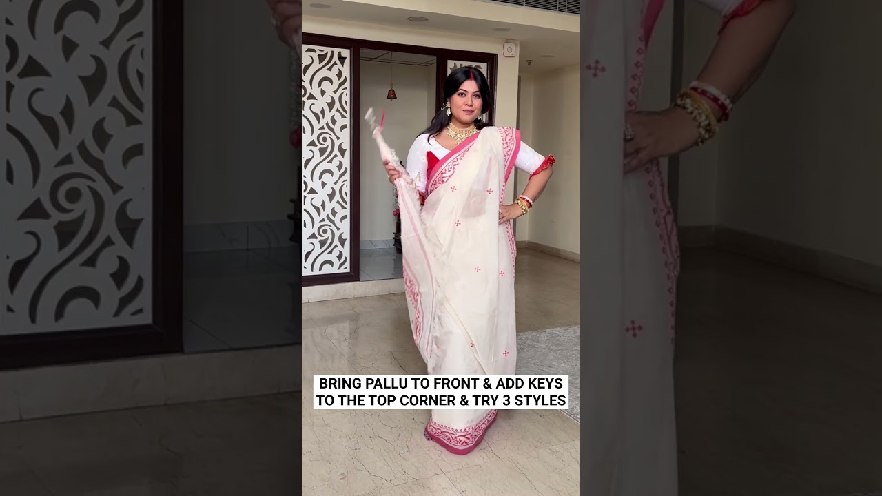 Traditional bengali (atpoure) saree drape ✨✨ #sareedrape #bengalisaree #bengali #shorts