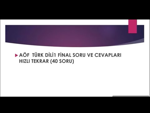 AÖF TÜRK DİLİ 1 FİNAL SORU VE CEVAPLARI ‼️(40 SORU) HIZLI TEKRAR‼️DİNLE KAZAN