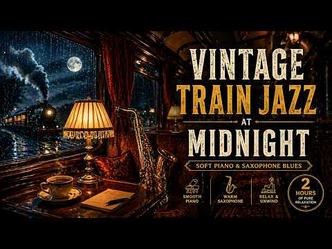 Vintage Train Jazz at Midnight 🚂🌙 | Relaxing Piano & Saxophone Blues for Focus, Sleep & Study