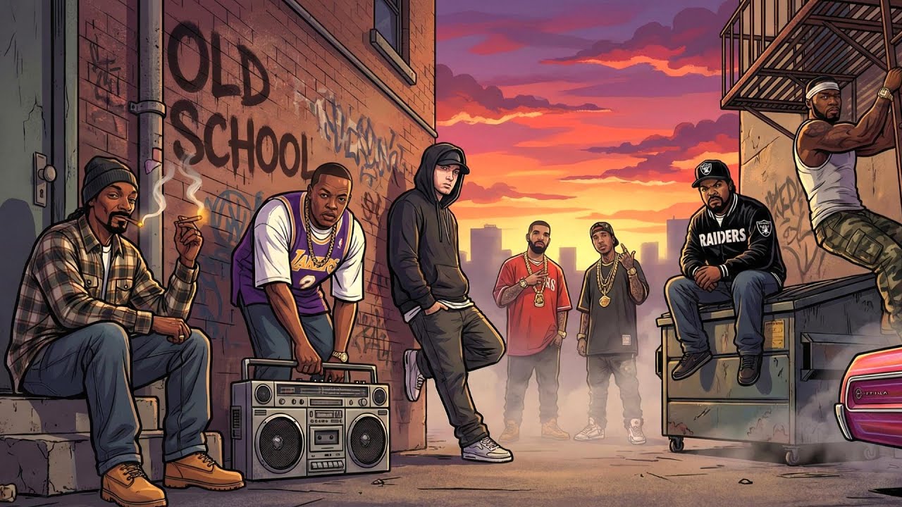Old School 90s💿 Eminem & Snoop Dogg,Tyga, 50 Cent, Dr Dree, Ice Cube, Juicy, Drake, Cover Style