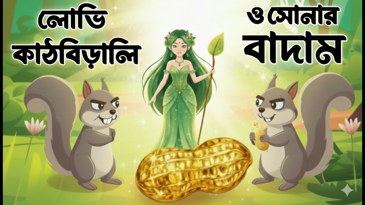 লোভী কাঠবিড়ালি ও জাদুকরী সোনার বাদাম | Greedy Squirrel & Golden Peanut | Bengali Fairy Tales