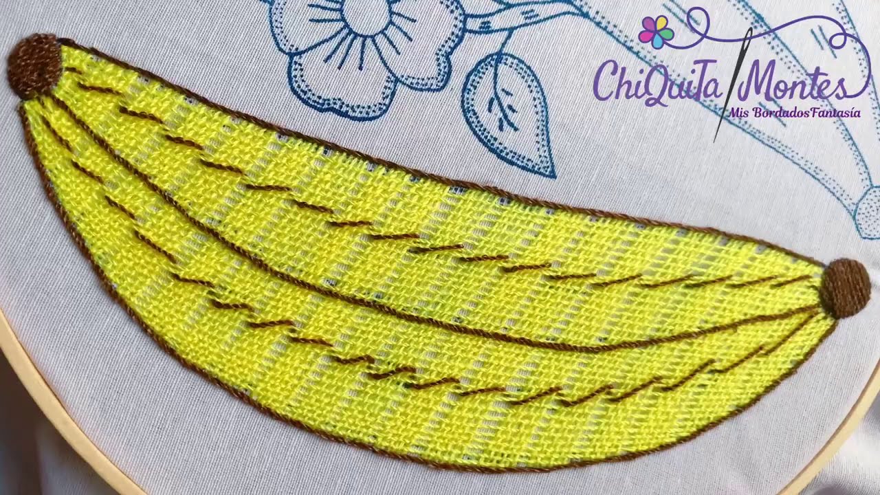 Bordado Fantasía Plátano 3 / Hand Embroidery Banana with Fantasy Stitch