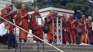 Monks Blessing The Crowd On The Sc State House Steps