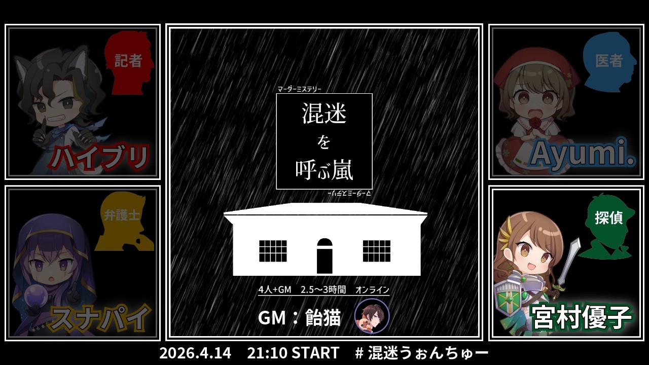 【うぉんちゅー宮村マダミス】「混迷を呼ぶ嵐」ＧＭ：飴猫さん