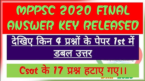 FINAL ANSWER KEY MPPSC PRE 2020