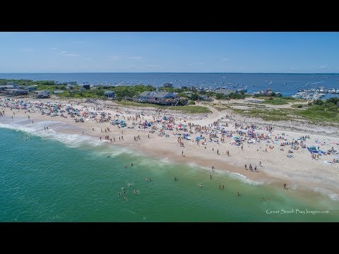 Drone over Crystal Clear Water off Fire Island