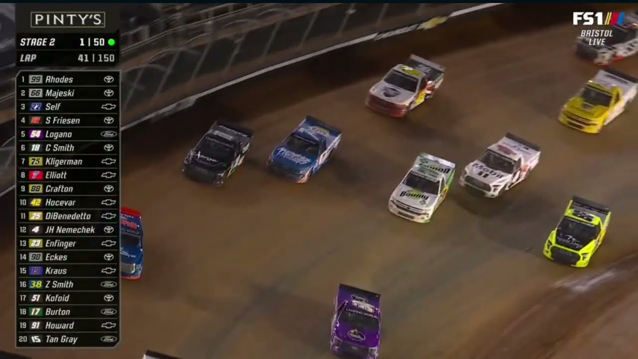 STAGE 2 RESTART – 2022 PINTYS TRUCK RACE NASCAR CAMPING WORLD TRUCK SERIES AT BRISTOL DIRT