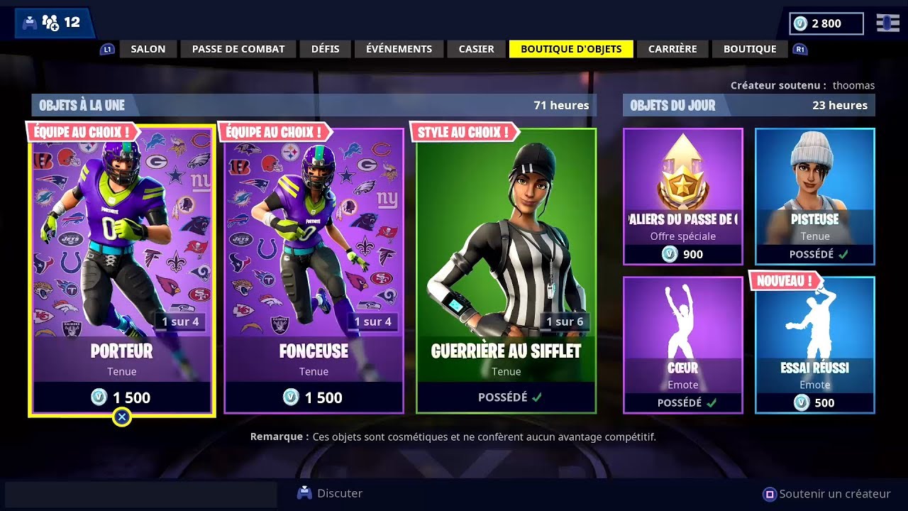 Boutique 16 novembre fortnite