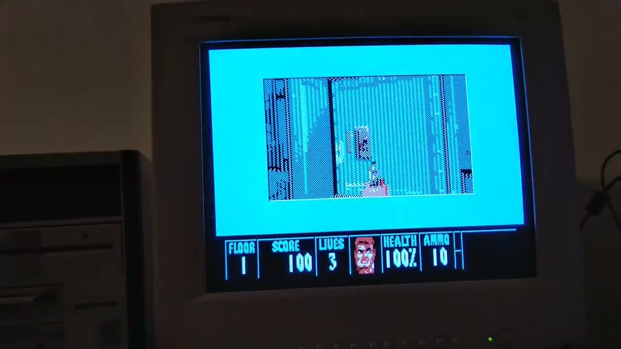 Wolfenstein 3D CGA on turboXT clone, NEC V20 / 10MHz, 640kB, VGA card