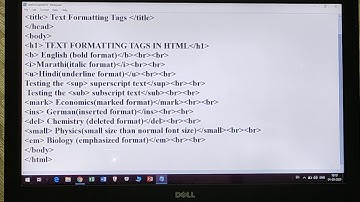 Example of Text formatting tags in HTML