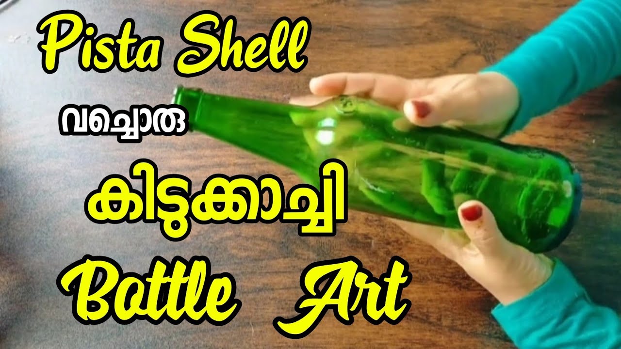Bottle Art with Waste  Materials/Pista Shell Craft/Easy Glass Bottle Decor Ideas/PALMCRAFT EP 302