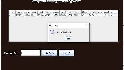 07. Hospital Management System Project in Java Swing | delete Doctor Details |eclipse MySQL Database