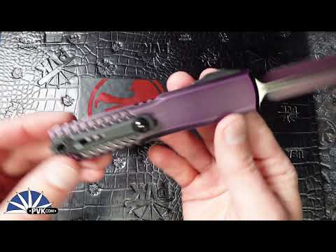 Microtech Ultratech Gen 4 11224HT-1PUAA, Black Double Edge, Half Tri-Grip Purple Abrasion Handle