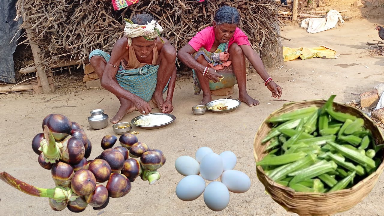grandma collect PALMYRA PALM and eating seeds then cooking egg curry ...