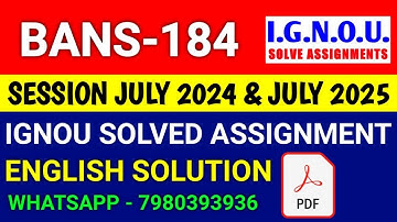 BANS 184 solved assignment 2024-25 | BANS 184 solved assignment 2025 | Ignou BANS 184 in English