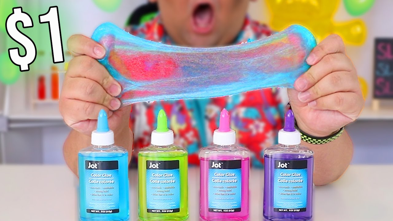 Testing DOLLAR TREE CLEAR COLORED GLUE For SLIME! 