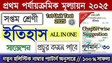 Class 7 1st unit test History Question Paper 2025 | Class 7 Itihas 1st unit test Suggestion 2025