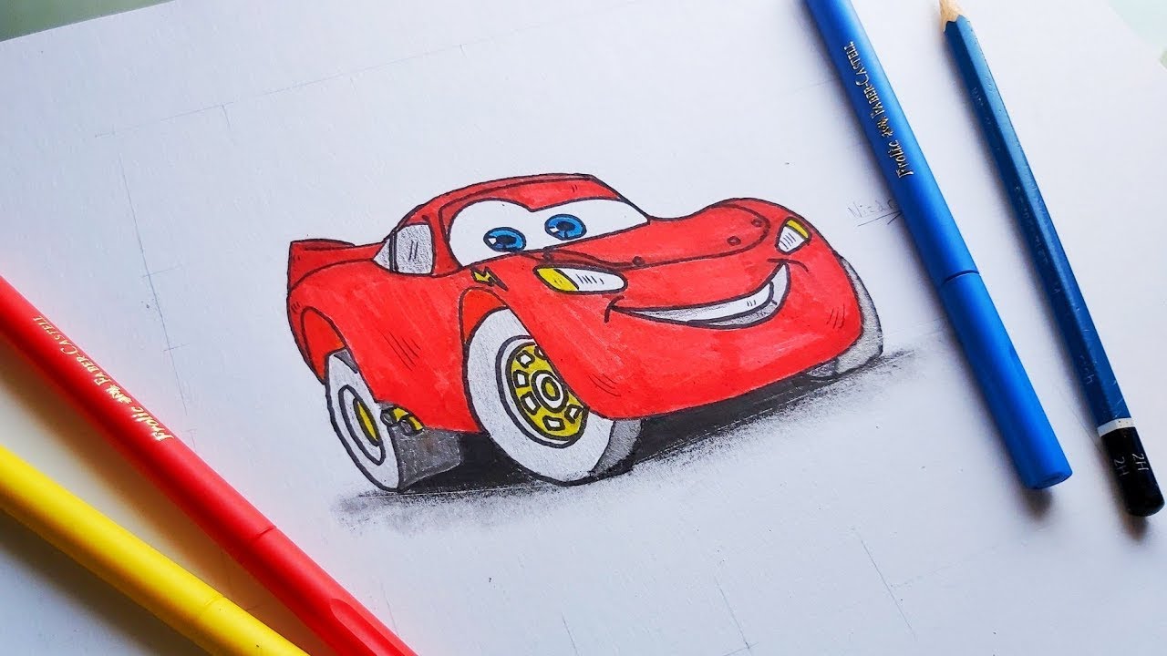 Apprendre comment dessiner Cars Flash Mcqueen dessin facile en couleur