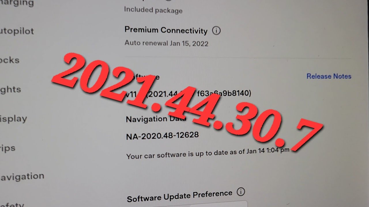 Tesla Software Update 2021.44.30.7 Model 3