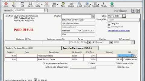 Sage 50 Tutorial Making Purchases for a Job Sage Training Lesson 11.4