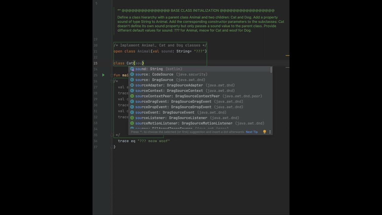 Kotlin base class initialization animal programming youtube