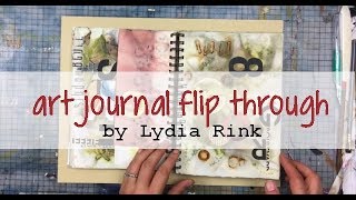 art journal flip through, eco print, rust print, cut-outs