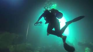 Takes Off Regulator & Mask While Underwater Scuba Diving Devils Den