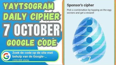 YAYTSOGRAM Daily Cipher Code 7 October| #yaytsogram