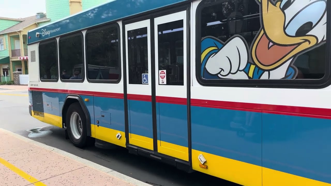 Kayden on Disney Donald Duck Gillig Bus Ramp #disneybus #bus #busboyk #Disney world