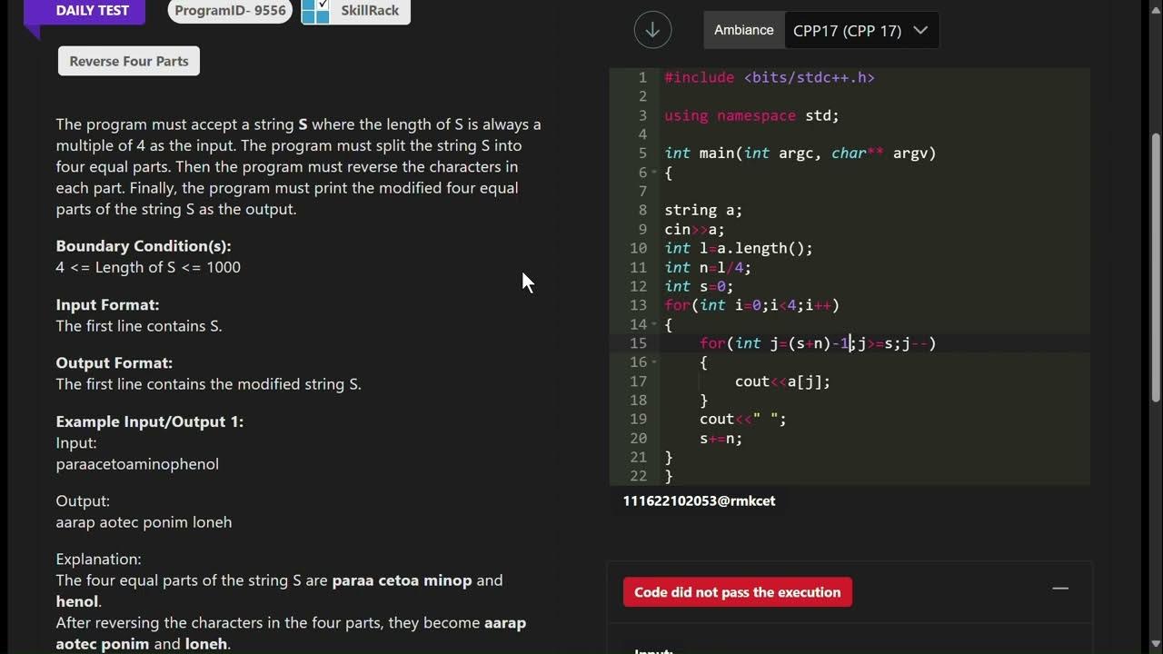 Skillrack || daily test || 19/10/2023 - YouTube