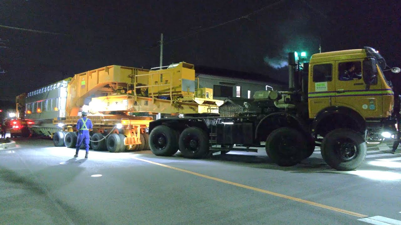 東京電力パワーグリッド中東京変電所へ大型貨物 変圧器を日本通運メルセデス・ベンツ シュナーベルトレーラ輸送 高麗川 TEPCO  MercedesBenz Transformer