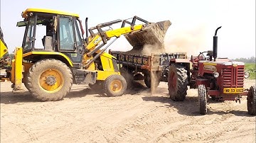 Jcb 3dx Backhoe Loader Machine Loading Mud In Mahindra 475 Di Tractor | Jcb Tractor | Jcb Video