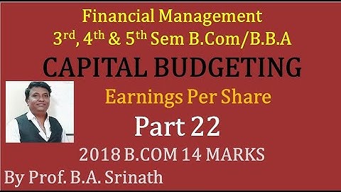 Earnings Per Share in Kannada PART 22 (2018 B.Com Question Paper for 14 Marks) By Srinath Sir