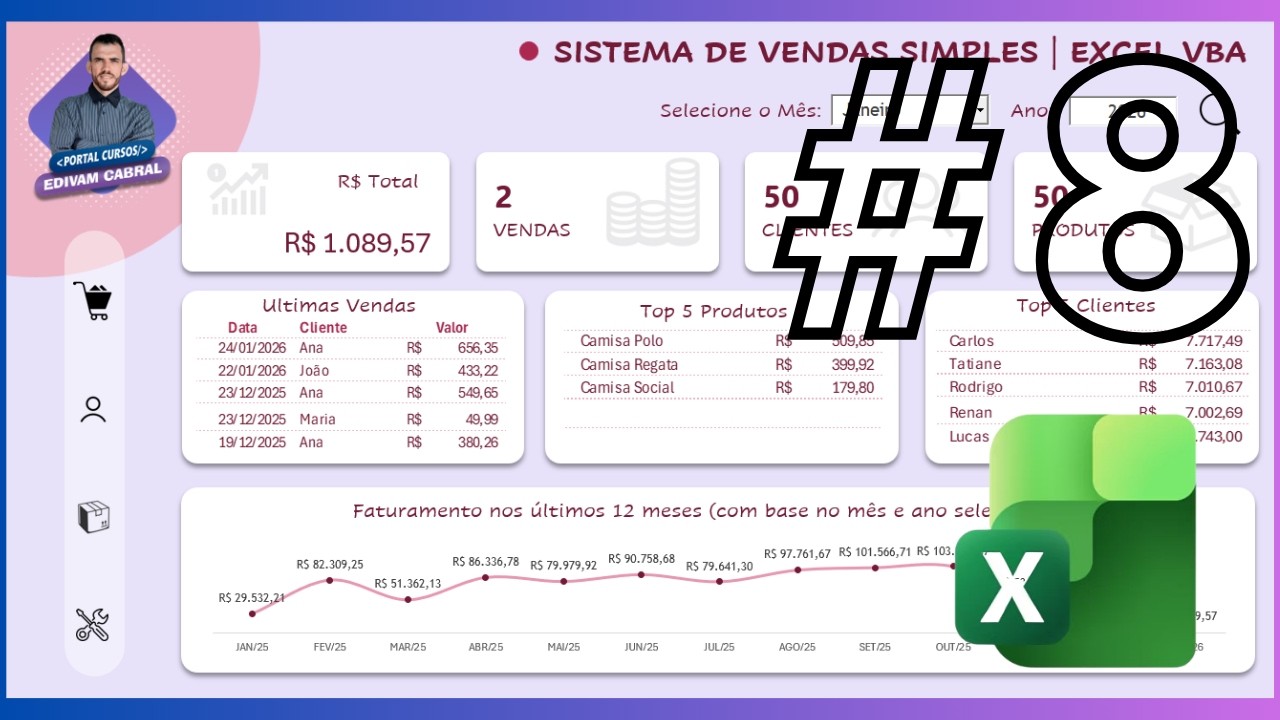 Sistema de Vendas Excel VBA Aula 08 - Formulário VBA para fazer a VENDA Parte 3