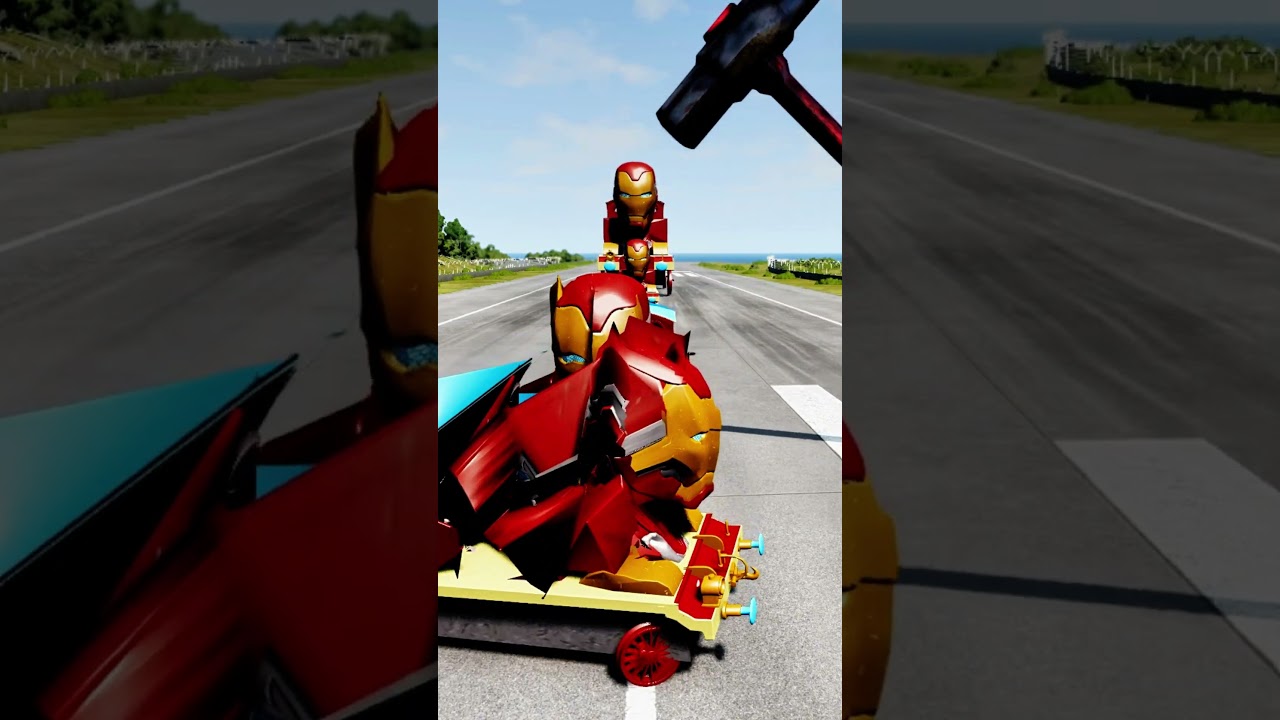 BeamNG Drive, size impact crash, realistic collision test, vehicle damage video 