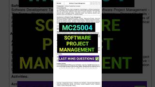 Software Project Management (MC25004) #mc25004 #mca #softwareprojects #testing #regulation2025