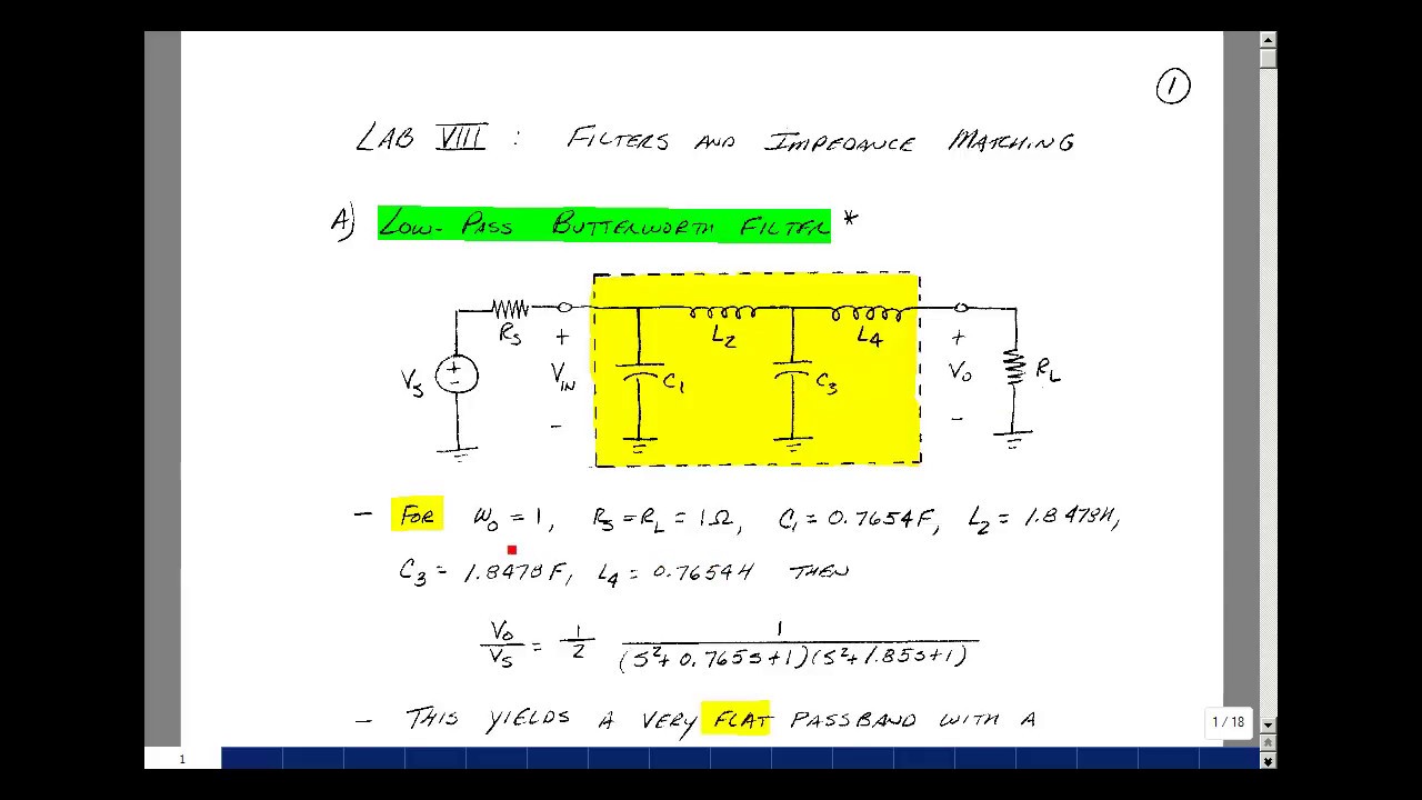 Lab VIII - Filters and Impedance Matching