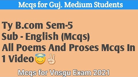 Ty B.com Sem5 Sub - English | All Poems and Prose Mcqs in this Video | Ty B.com Mcqs | Writing Hub