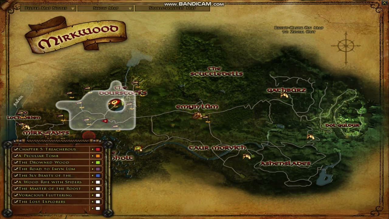 LotRO Captain in Southern Mirkwood: Haunted Inn, Haunted Village, big swamp.