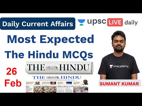 The Hindu Current Affairs MCQs 26 Feb 2020  (हिंदी में) | UPSC Prelims 2020 | Sumant Kumar Sir