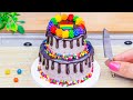 ASMR Miniature Cakes Decorating Two Tier Rainbow Chocolate Cake 🎉🎂 como fazer bolos em miniatura