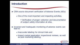 Adverse Event Monitoring for CRAs Trailer