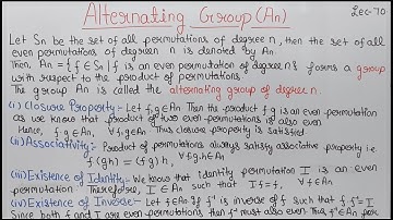 Alternating group (An)|Proof|Lecture 70|Permutation group|Part 10|Theta Classes