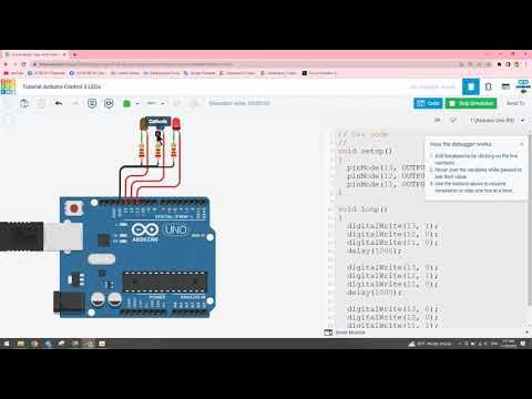 Arduino Tinkercad - Blink 3 LEDs for Beginner - YouTube