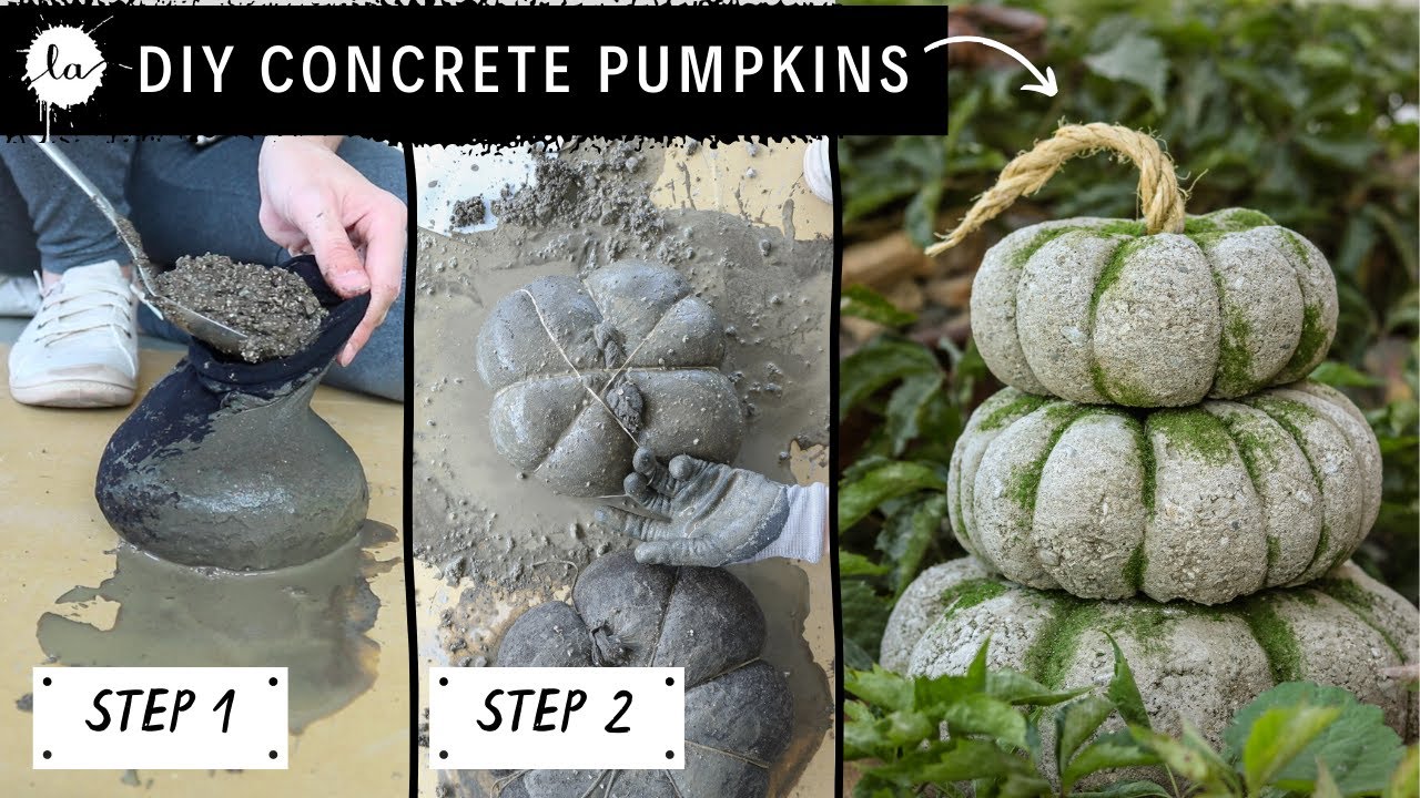 DIY Easy Concrete Pumpkins ! Simple DIY Fall Decor. LIGHTWEIGHT